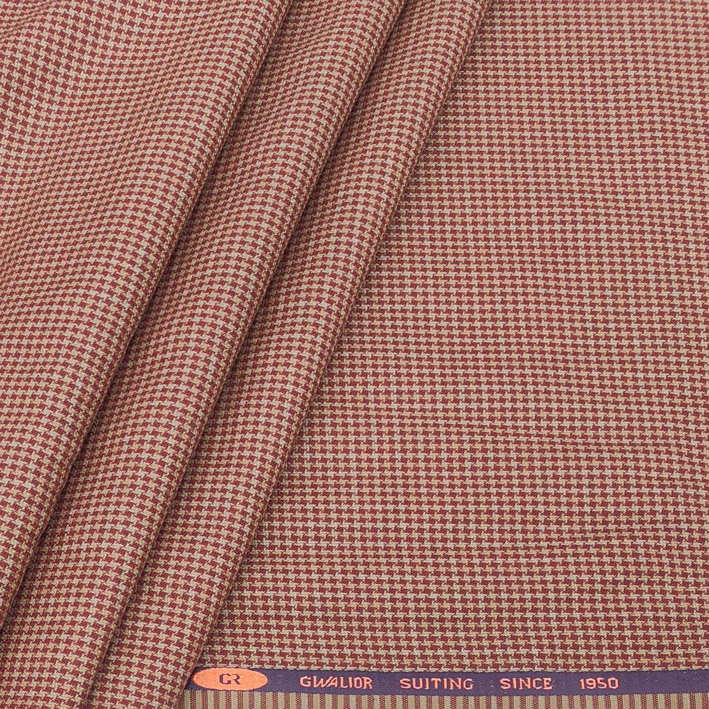 Trouser Fabric Gr Gwalior Poly Viscose Check Colour Golden brown