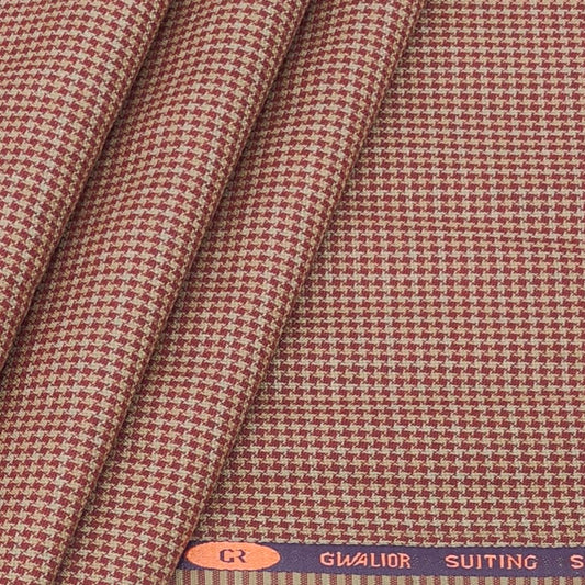 Trouser Fabric Gr Gwalior Poly Viscose Check Colour Golden brown