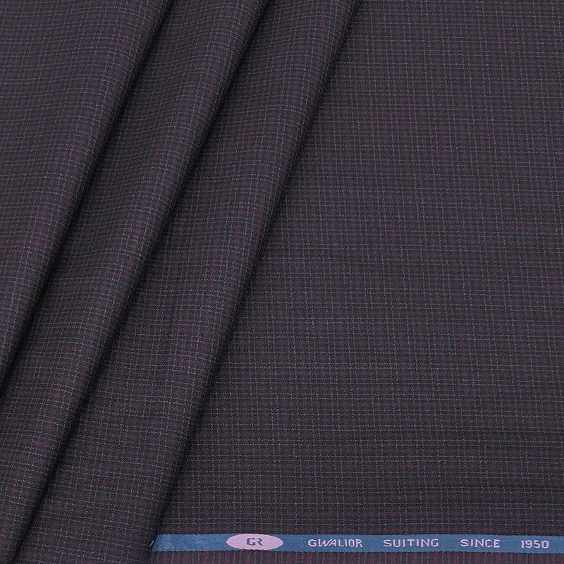 Trouser Fabric Gr Gwalior Poly Viscose Check Colour Dark Blackish Grey