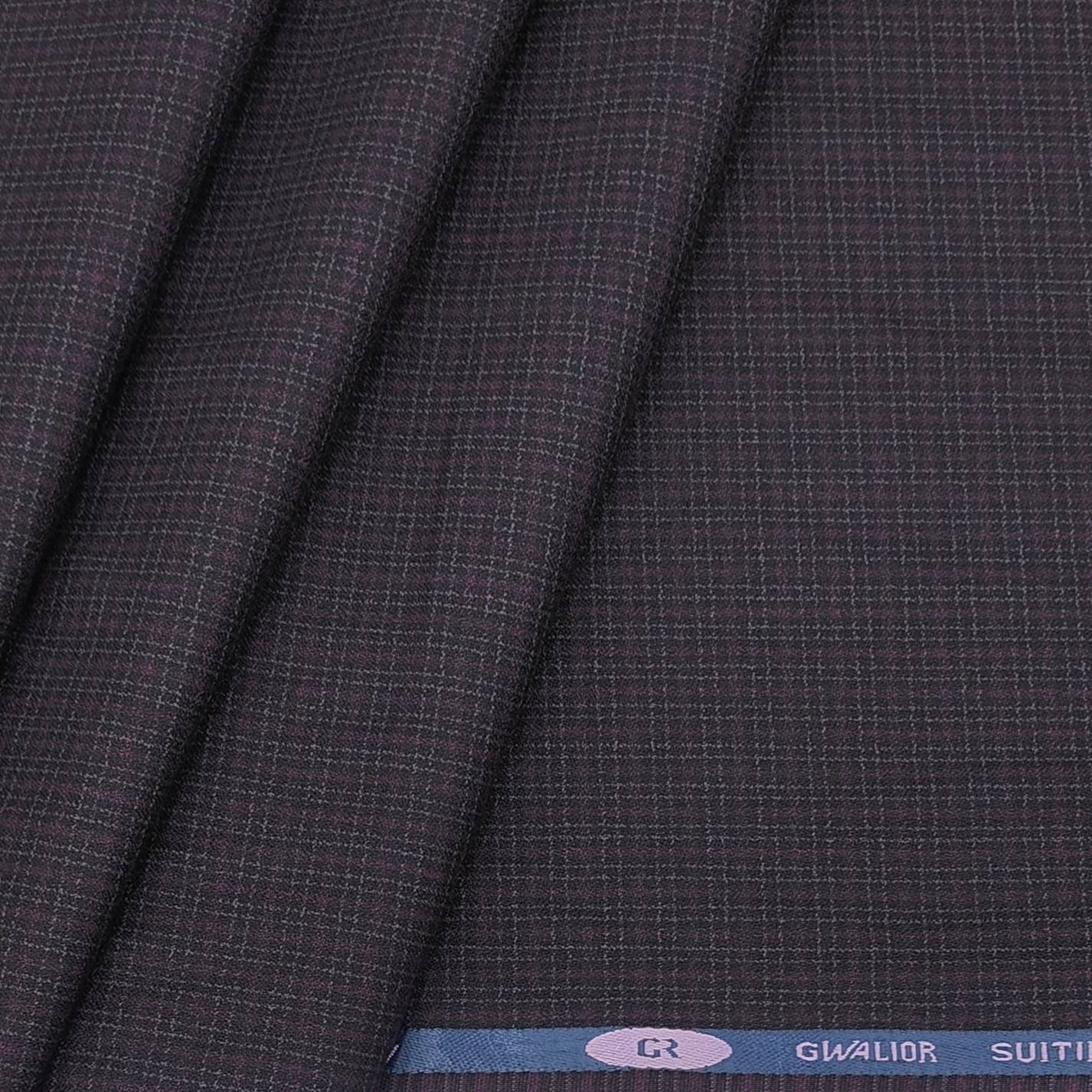 Trouser Fabric Gr Gwalior Poly Viscose Check Colour Dark Blackish Grey