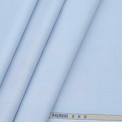 Trouser Fabric Raymond Polyester Viscose Self Check Color Light Sky Blue