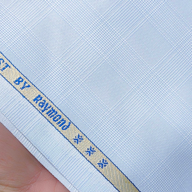 Trouser Fabric Raymond Polyester Viscose Self Check Color Light Sky Blue