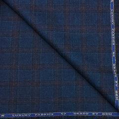 Blazer Fabric OCM 100% Wool Check Tweed Colour Ash Blue