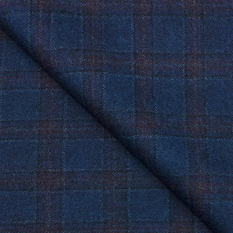 Blazer Fabric OCM 100% Wool Check Tweed Colour Ash Blue