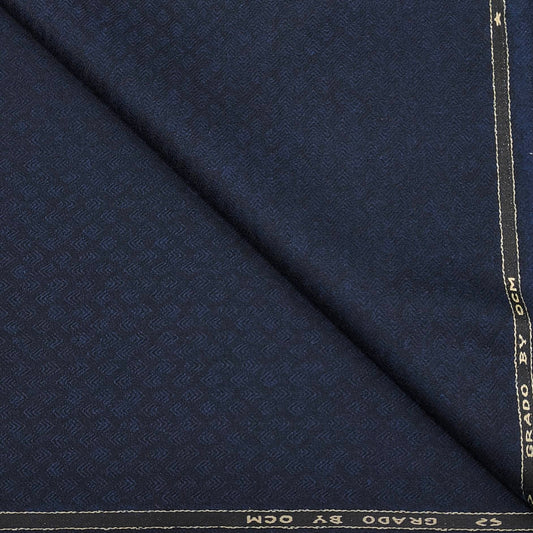 Blazer Fabric OCM 100% Wool Jacquard Tweed Colour Dark Blue