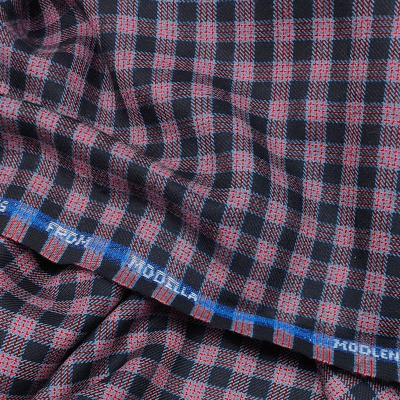 Warm Shirt Fabric Modella Check Colour Blackish Grey