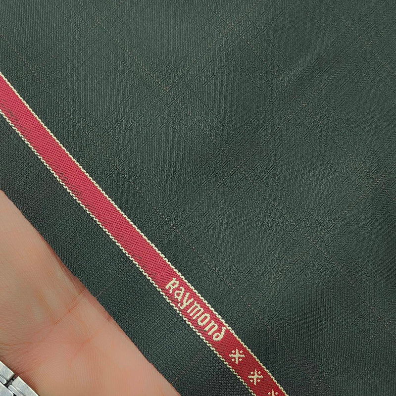 Trouser Fabric Raymond Wool Blended Check Colour Green