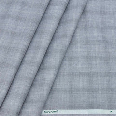 Trouser Fabric Siyaram Fine count Polyester Viscose Check Colour Silver Grey