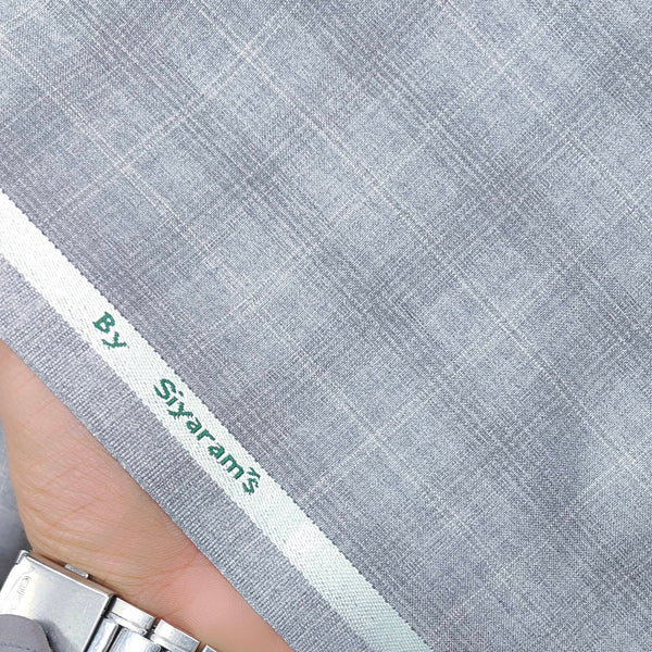 Trouser Fabric Siyaram Fine count Polyester Viscose Check Colour Silver Grey