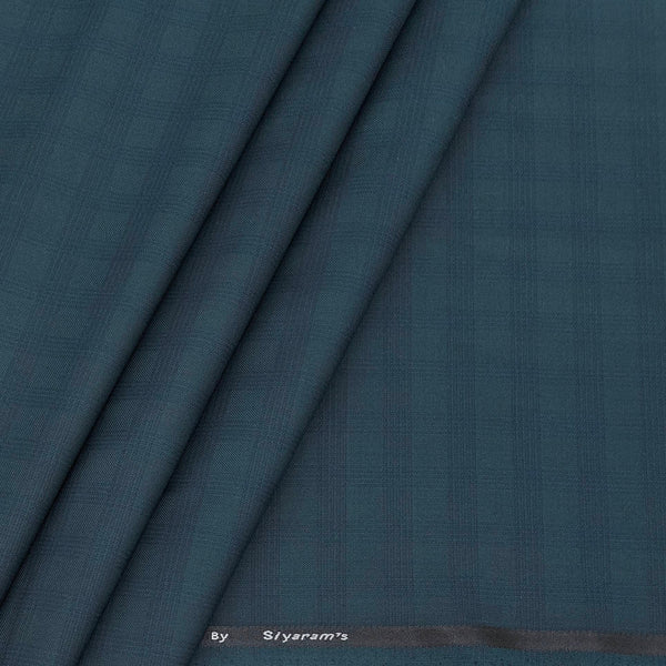 Trouser Fabric Siyaram Polyester Viscose Check Colour Oceanside Blue