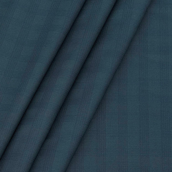 Trouser Fabric Siyaram Polyester Viscose Check Colour Oceanside Blue