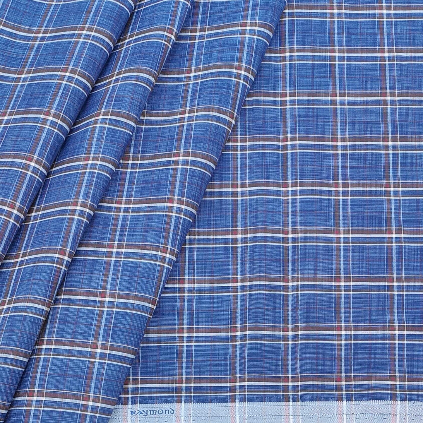 Shirt Fabric Raymond Blended Check Colour Penwinkle Blue