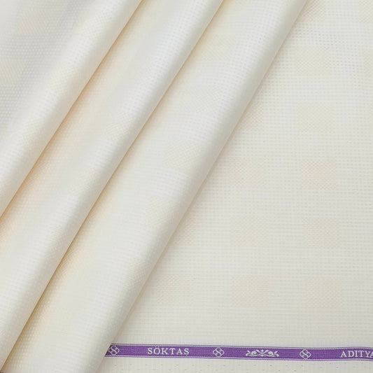 Shirt Fabric Soktas Giza Cotton Jacquard Colour Creamy Yellow