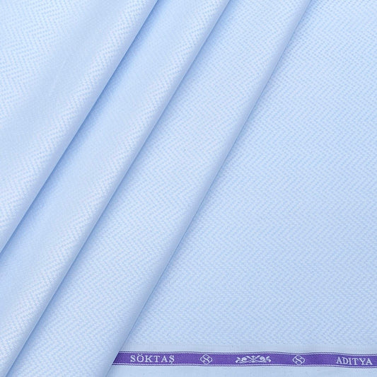 Shirt Fabric Soktas Giza Cotton Harrinbon Jacquard Colour Baby Blue