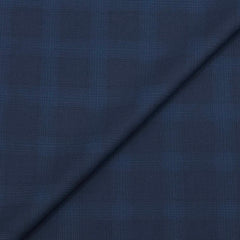 Blazer Fabric OCM Check PolyViscose Stretchable Colour Dark Blue