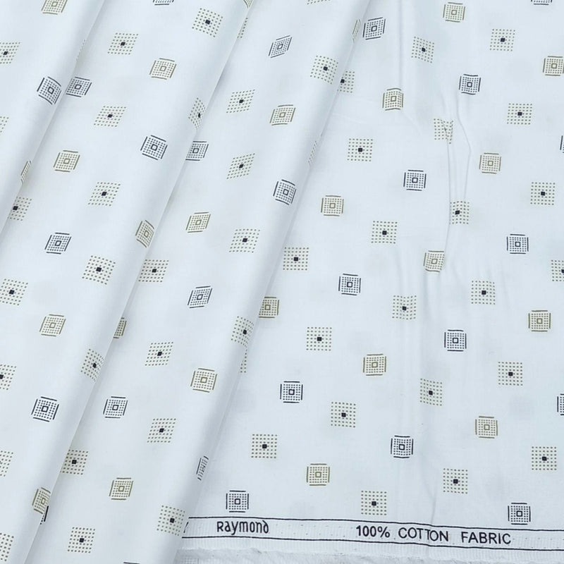 Shirt Fabric Raymond Premium 100% Cotton Printed Colour Green n white