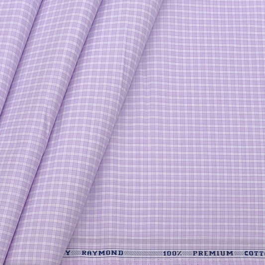 Shirt Fabric Raymond Premium 100% Cotton Check Colour Purple Pink