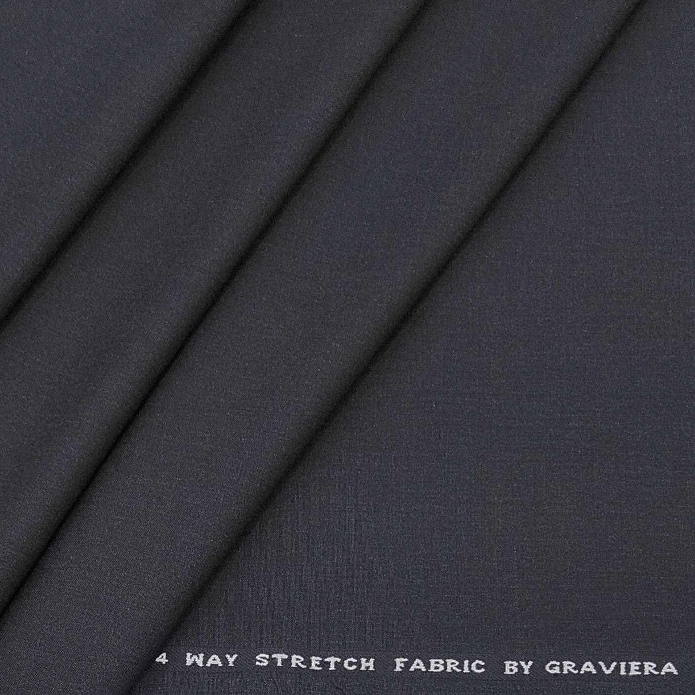 Trouser Fabric Graviera 4Way Lycra Premium Plain Color Worsted Black