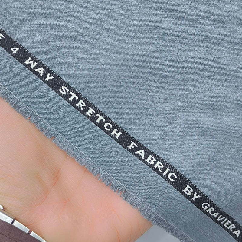 Trouser Fabric Graviera 4Way Lycra Premium Plain Color Grevel Grey Blue