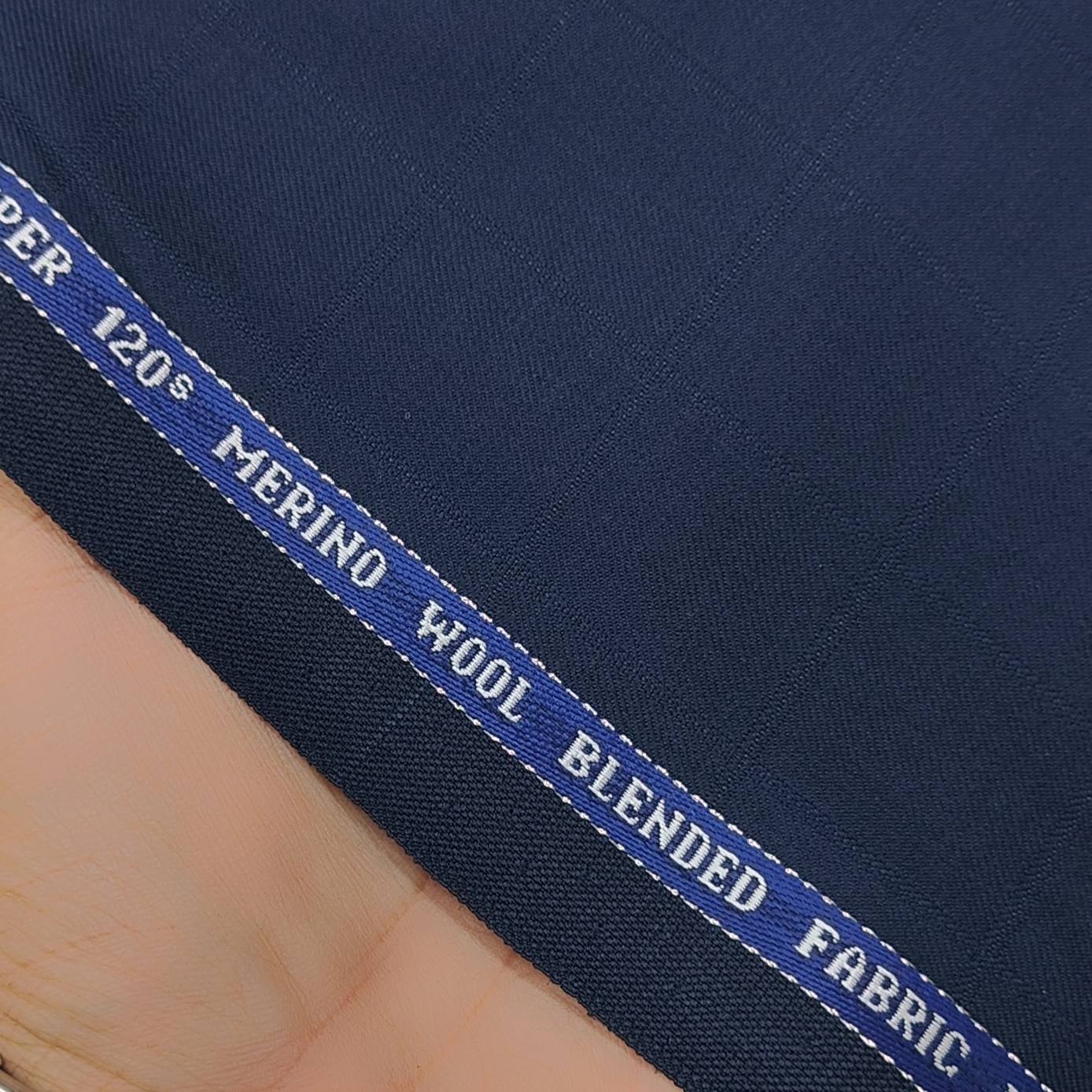 Trouser Fabric Raymond 120s Wool Blended Mild check Colour Dark Blue