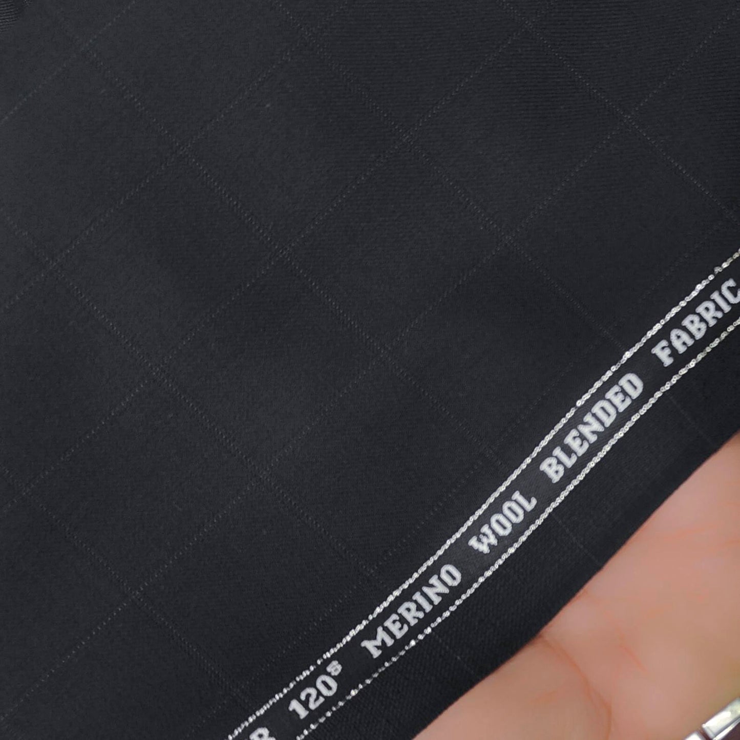 Trouser Fabric Raymond 120s Wool Blended Mild check Colour Black