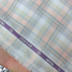 Shirt Fabric Soktas Premium Giza Cotton Broad Check Colour Brownish Peach
