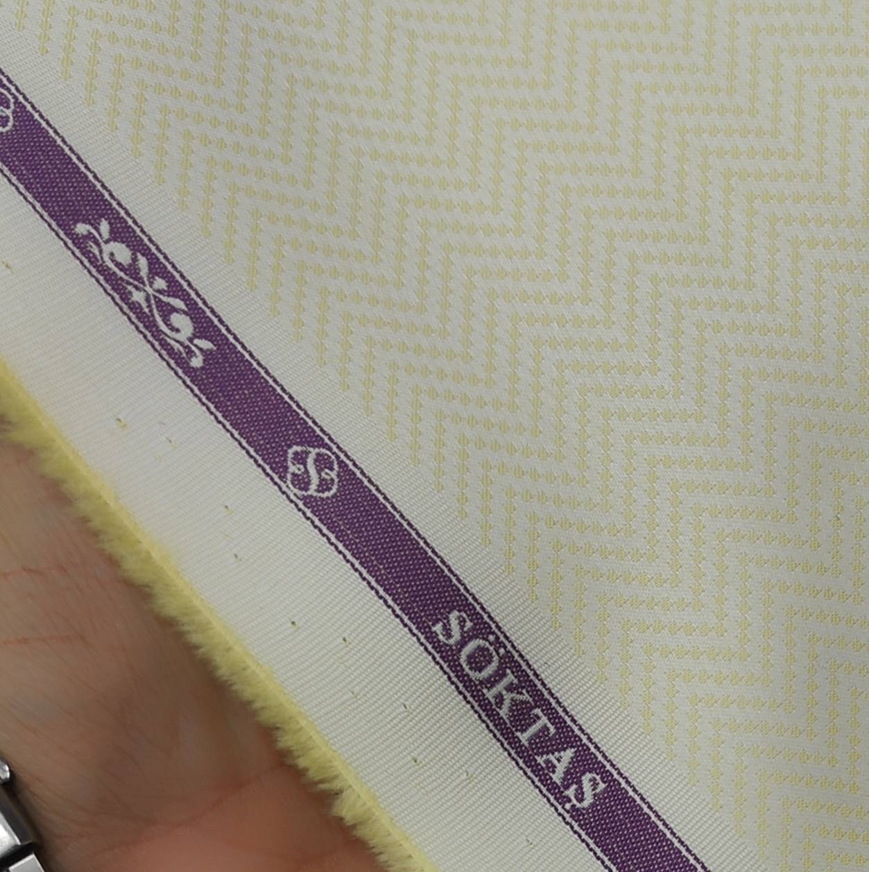 Shirt Fabric Soktas Premium Giza Cotton Harrinbon Jacquard Colour Pilot Yellow