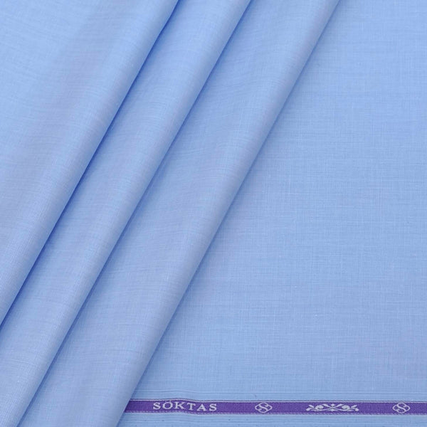 Shirt Fabric Soktas 60s Giza Cotton FIll a Fill Plain Colour Mild Blue