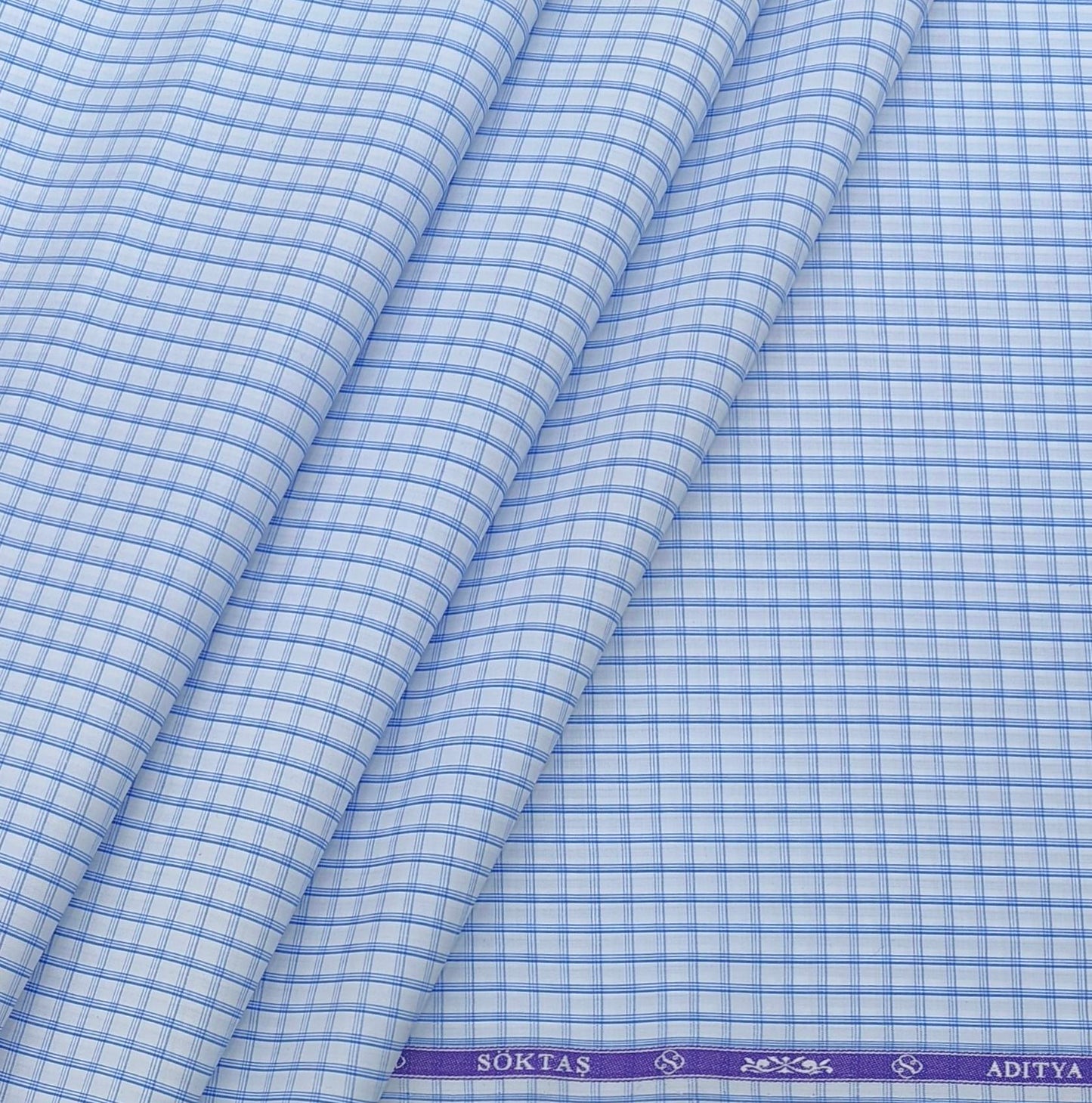 Shirt Fabric Soktas Premium Tencel Small Check Colour Blue N white