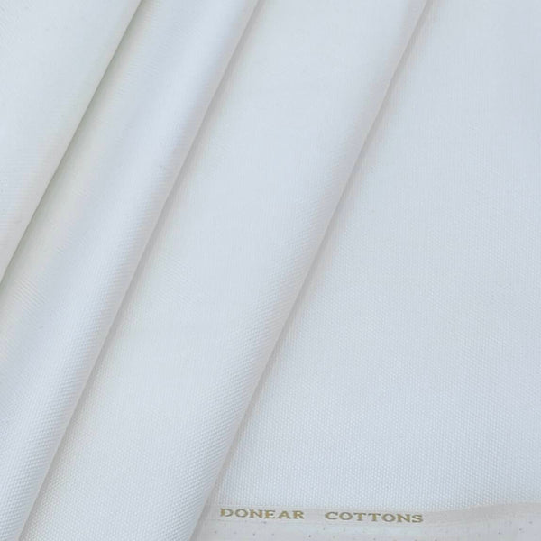 Trouser Fabric Donear Pure Cotton Self Textured Colour Milky White