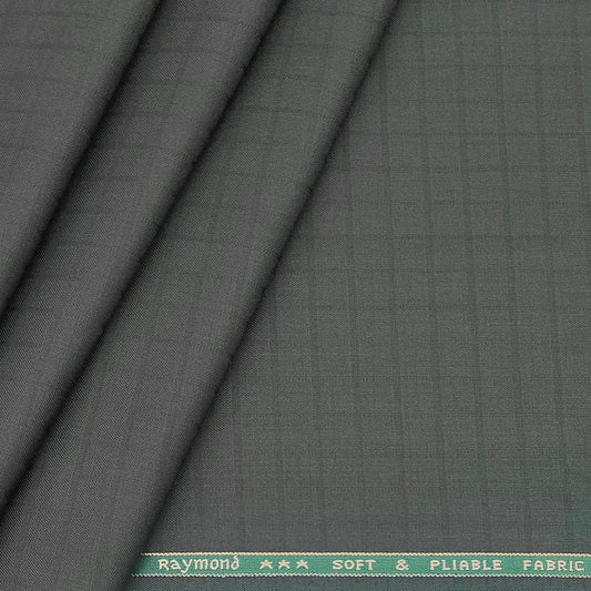 Trouser Fabric Raymond Polyester Viscose Self Check Color Hunt Green