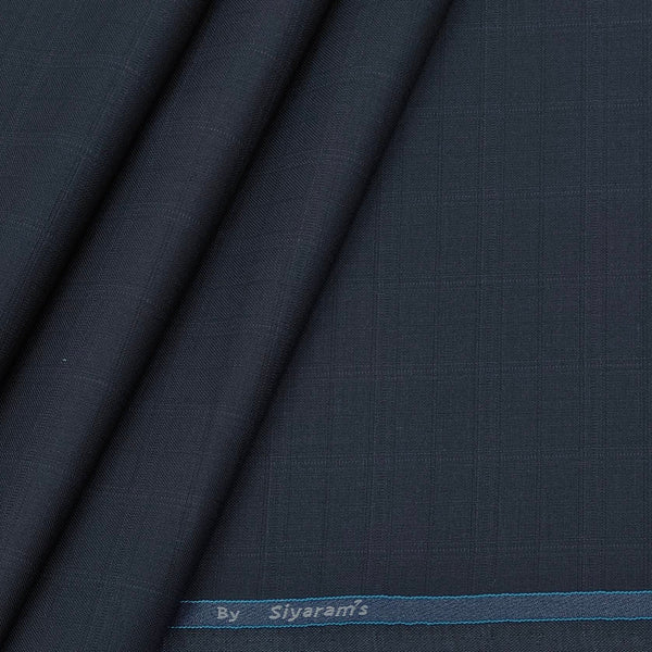 Trouser Fabric Siyaram Polyester Viscose Check Colour Dark Blue