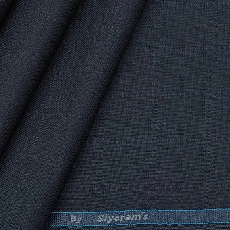 Trouser Fabric Siyaram Polyester Viscose Check Colour Dark Blue