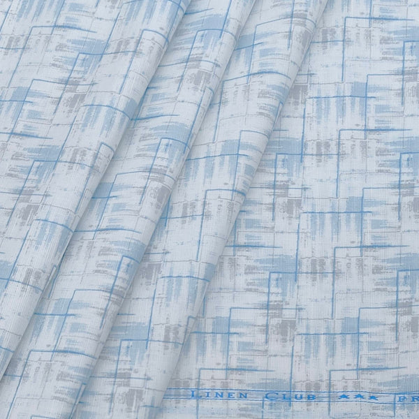 Shirt Fabric Linen Club Linen Blended Printed Colour water Blue