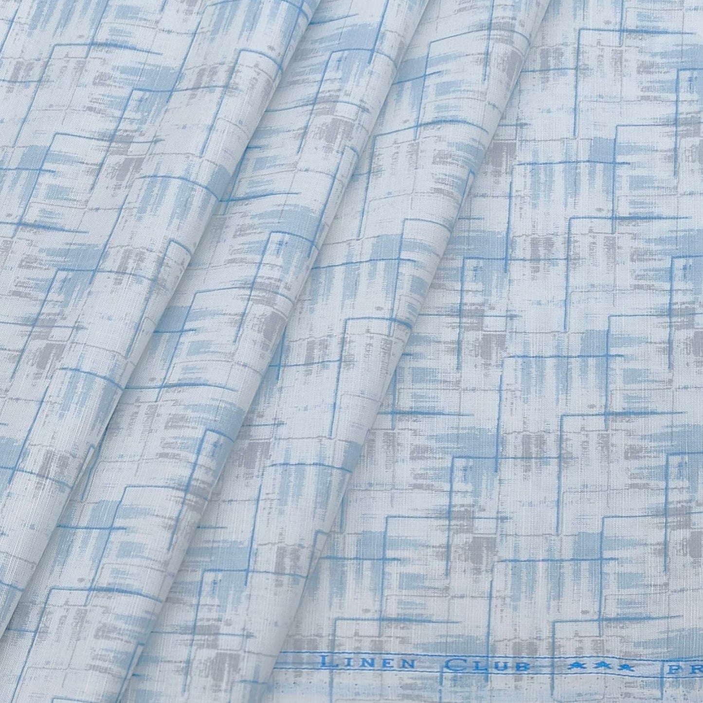 Shirt Fabric Linen Club Linen Blended Printed Colour water Blue