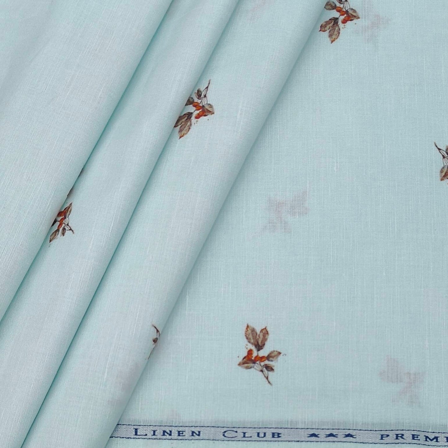 Shirt Fabric Linen Club Linen Blended Digital Printed Colour Sea Blue