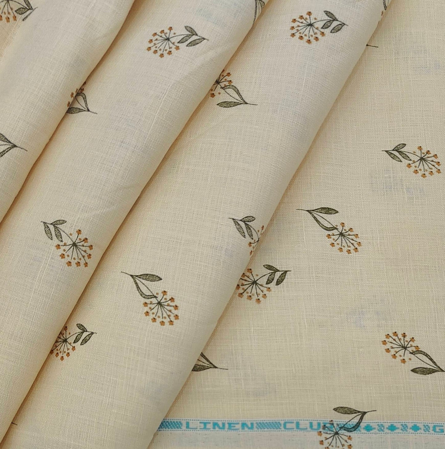 Shirt Fabric Linen Club Pure Linen Printed Colour Dust Brown