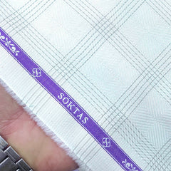 Shirt Fabric Soktas Giza Cotton Jacquard Check Colour White n Grey