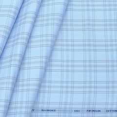 Shirt Fabric Raymond Premium 100% Cotton Broad Check Colour Denim blue