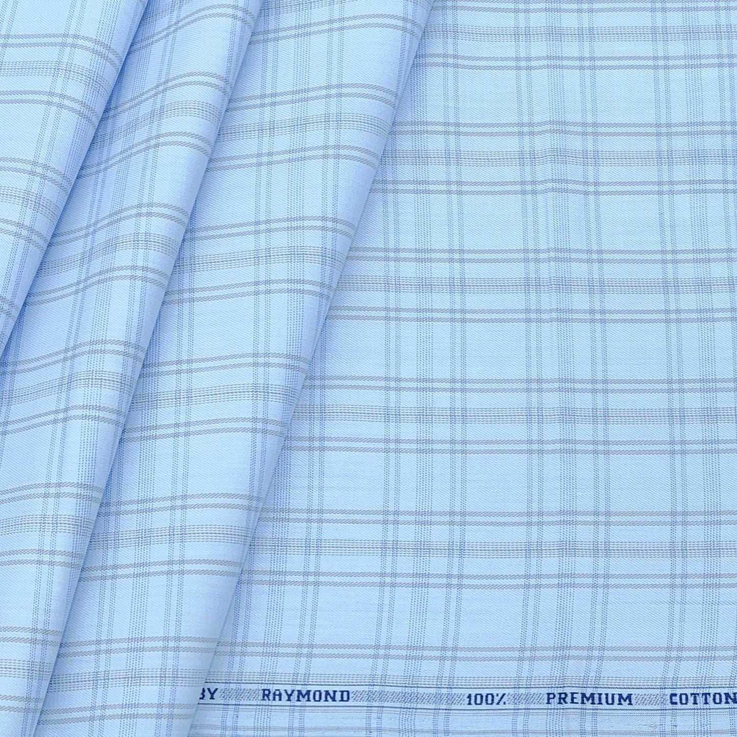 Shirt Fabric Raymond Premium 100% Cotton Broad Check Colour Denim blue