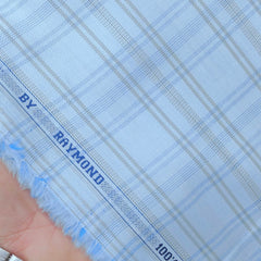 Shirt Fabric Raymond Premium 100% Cotton Broad Check Colour Denim blue