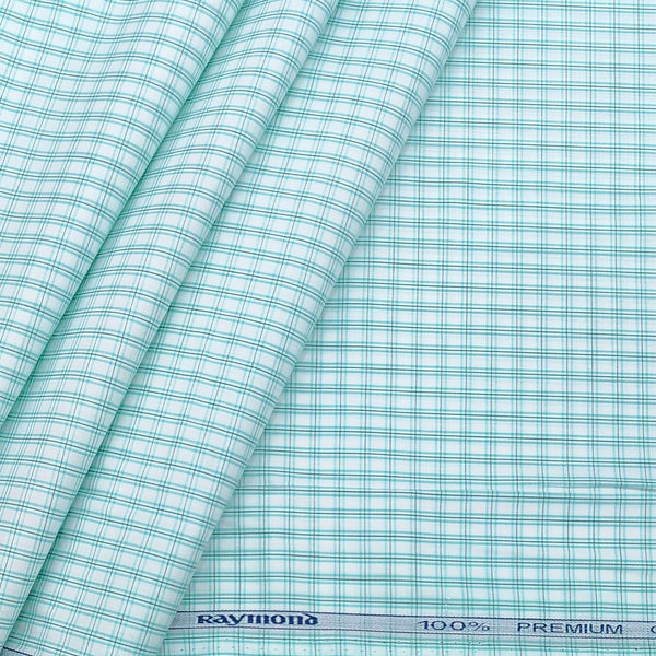 Shirt Fabric Raymond Premium 100% Cotton Check Colour Spring Green