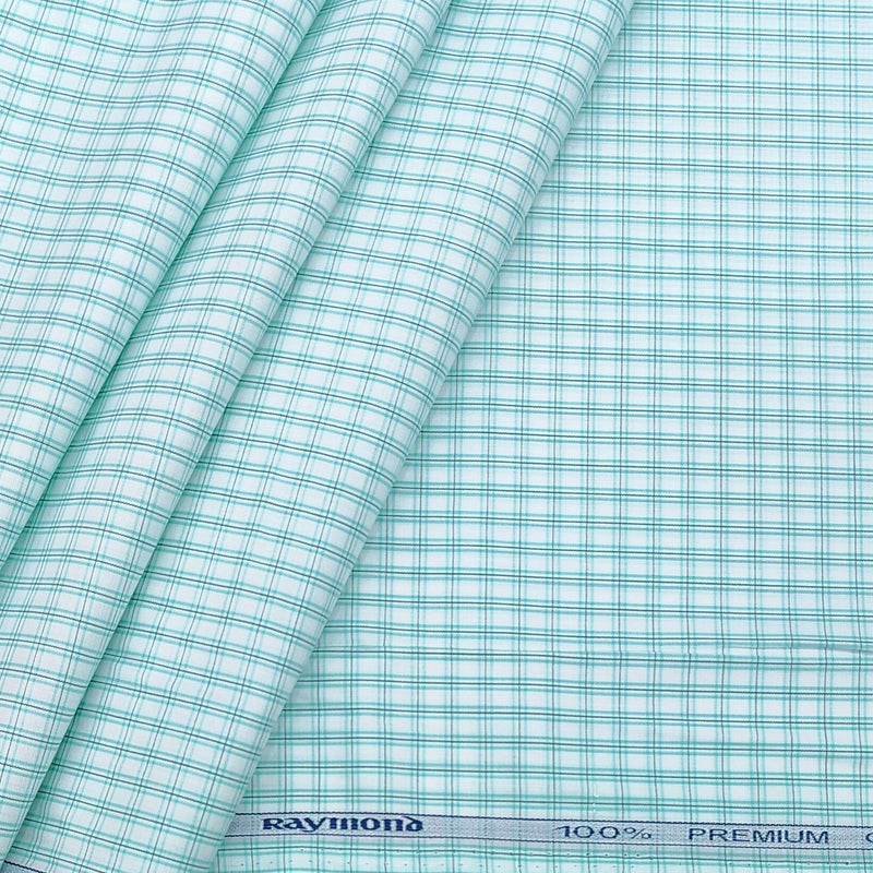 Shirt Fabric Raymond Premium 100% Cotton Check Colour Spring Green