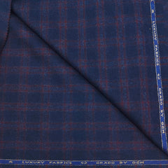 OCM 100% wool Check Tweed Blazer Fabric Colour Dark Blue