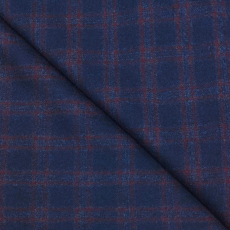 OCM 100% wool Check Tweed Blazer Fabric Colour Dark Blue