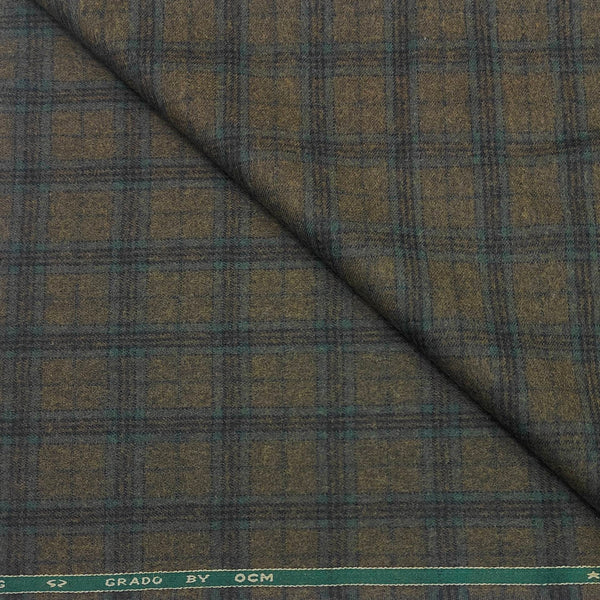 Blazer Fabric OCM 100% wool Check Tweed Colour Mehandi Green