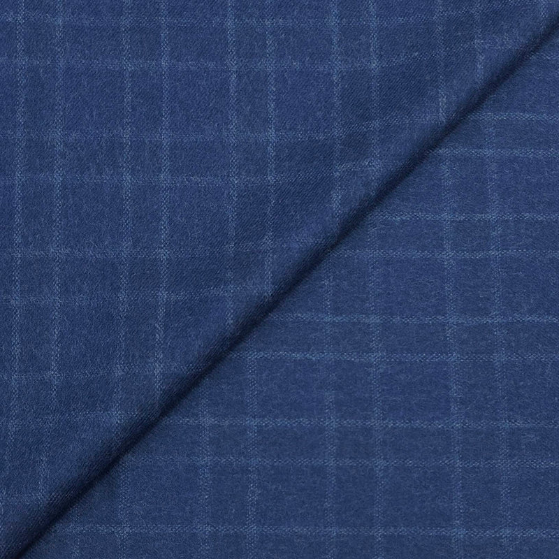 Blazer Fabric OCM fine count 100% Wool Check Tweed Colour Yale Blue