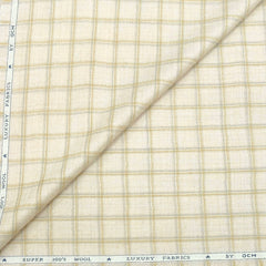 Blazer Fabric OCM 100s count 100% Wool Check Tweed Colour Cream