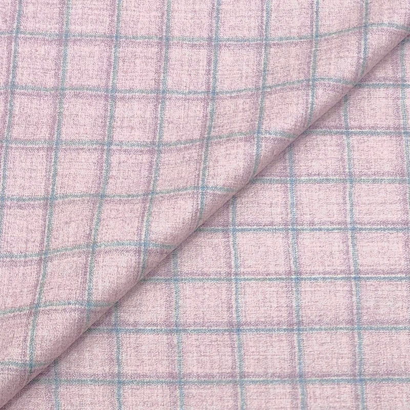 Blazer Fabric OCM 100s count 100% Wool Check Tweed Colour Sweet pink