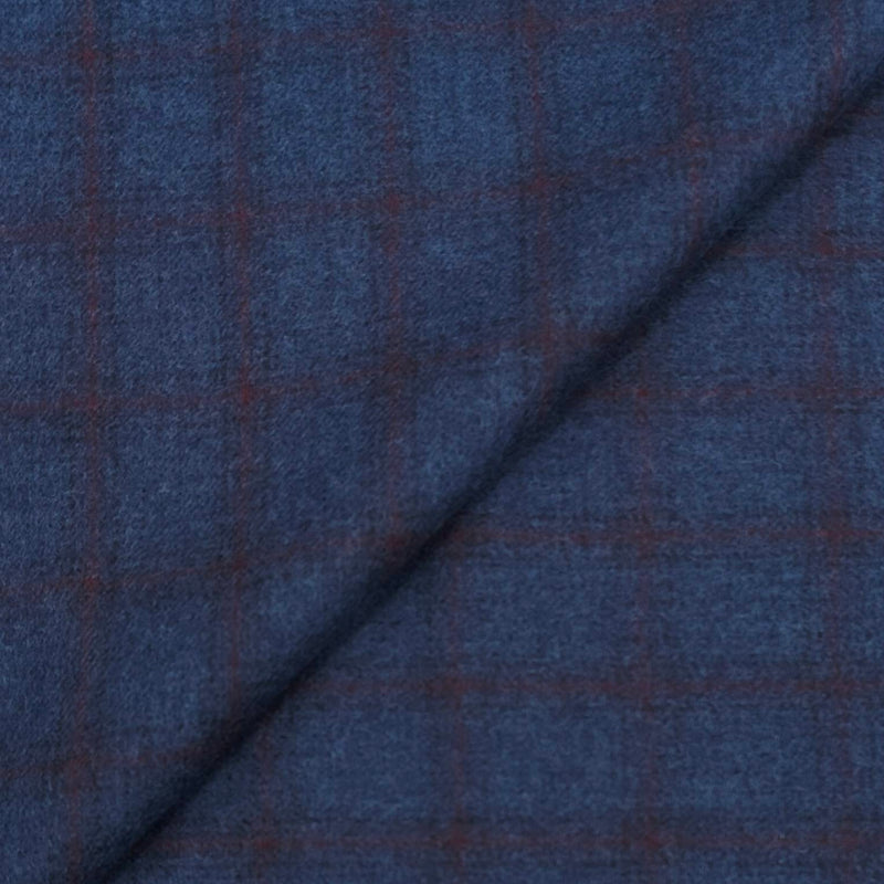 Blazer Fabric OCM 100% Wool Check Tweed Colour Dull Blue